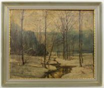 KÖHRING (?) 1923 Winterlandschaft. Öl/Karton, signiert und datiert: (19)23. 54x67cm, Ra. KOHRING (?)