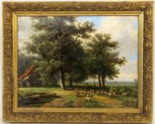 KOEKKOEK, MARINUS ADRIANUS Middelburg 1807 - 1870 Hilversum Landschaft mit Schafherde. Öl/Lwd.,