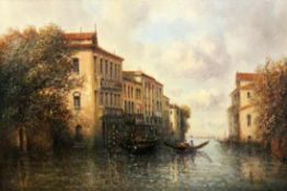 RITTER, LASZLO MICHAEL Ungarischer Künstler 1937 - 2003 Kanal in Venedig mit Gondoliere. Öl/Holz,