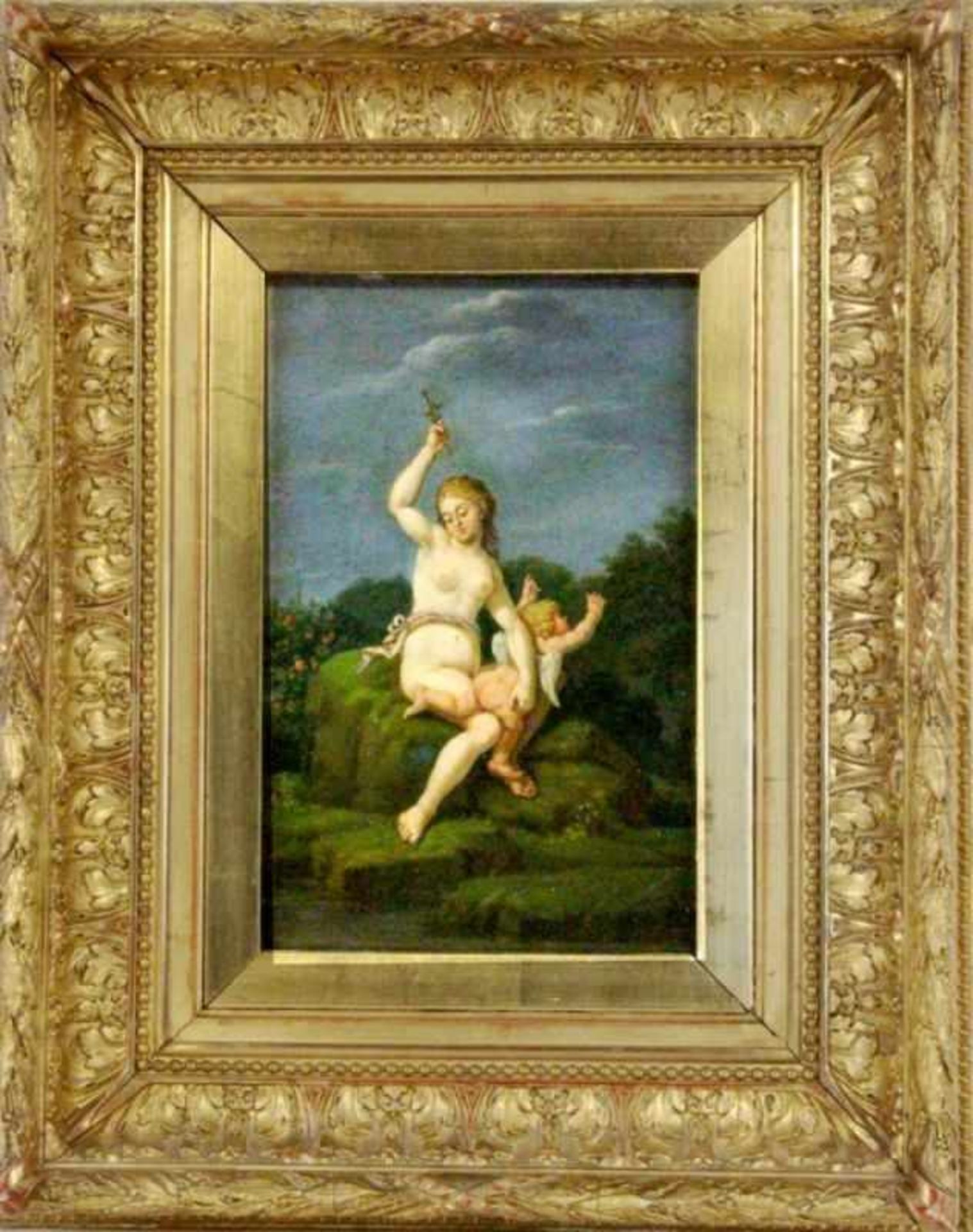 ANONYMER MALER wohl Frankreich um 1780 Venus bestraft Amor. Öl/Holz, r.u. undeutl. signiert. 30, - Bild 2 aus 3