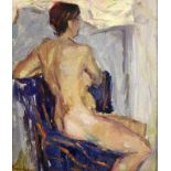KANEVSKY Russischer Maler, 20.Jh. Sitzender Mädchenakt. Öl/Karton, signiert. 32x27cm, Ra. KANEVSKY