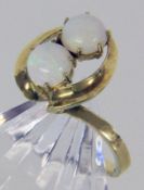 DAMENRING 585/000 Gelbgold mit Feueropal Gr. 58, brutto ca. 5g A LADIES RING 585/000 yellow gold