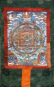 THANGKA Tibet Vielfigurige Seidenmalerei mit buddhistischer Darstellung. Bildmaß 45x32cm THANGKA