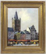 WILLEN Deutscher Maler, 20./21.Jh. Marktplatz in Trier mit der Bürgerkirche St. Gangolf. Öl/Lwd.,