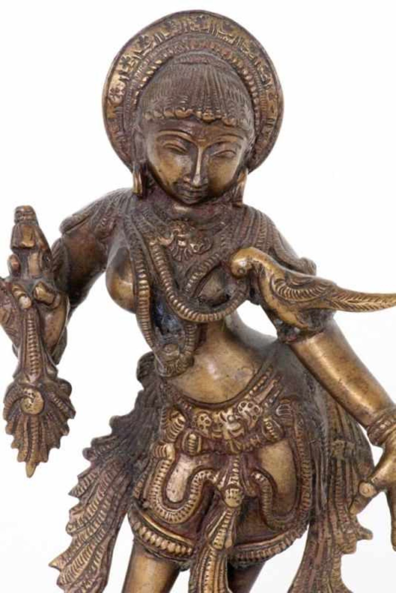 DEVI Indien Indische Göttin in tänzerischer Pose auf Rechtecksockel. Bronze. H.19,5cm DEVI India - Bild 2 aus 4