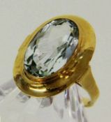 DAMENRING 585/000 Gelbgold mit Aquamarin. Gr. 58, brutto ca. 5,7g A LADIES RING 585/000 yellow