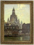 BECKERT, FRITZ Leipzig 1877 - 1962 Dresden Altstadt von Dresden mit Blick auf die Frauenkirche. Öl/