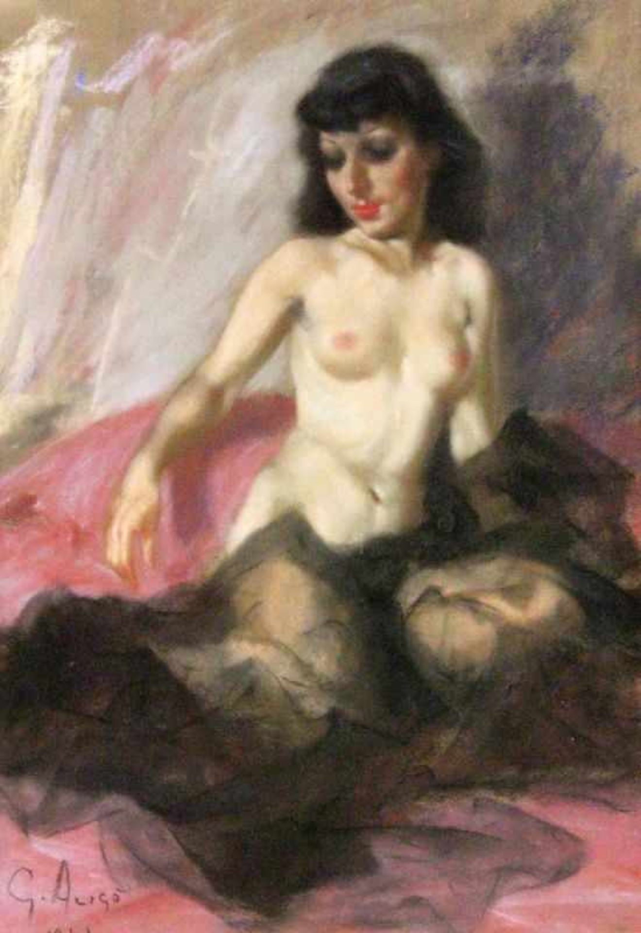 ALIGO, GIOVANNI Catania 1906 - 1971 Weiblicher Halbakt. Pastell, signiert und dat.: 1961. 71x55cm,