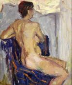 KANEVSKY Russischer Maler, 20.Jh. Sitzender Mädchenakt. Öl/Karton, signiert. 32x27cm, Ra. KANEVSKY