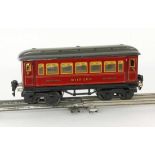 MÄRKLIN SCHNELLZUGWAGEN 1888 1930er Jahre Mitropa Speisewagen. Spur 0. Rot lackiert, Türen zum