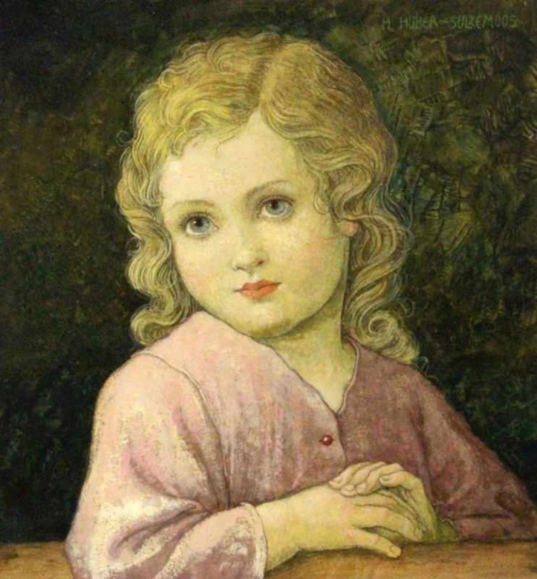 HUBER-SULZEMOOS, HANS Sulzemoos 1873 - 1951 München Kinderportrait. Öl/Papier auf Holz, signiert.