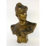 GEORGES VAN DER STRAETEN Gent 1856 - 1928 Paris Büste einer jungen Frau. Patinierte Bronze. Signiert