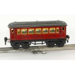 MÄRKLIN SCHNELLZUGWAGEN 1888 1930er Jahre Mitropa Schlafwagen. Spur 0. Rot lackiert, Türen zum