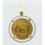 GEDENKMEDAILLE "LEUTKIRCH" 986/000 Gelbgold. Fassung 585/000 Gelbgold. Brutto ca. 8,53g A