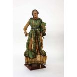 NEAPOLITANISCHE KRIPPENFIGUR um 1800 Frau in Trachtenkleid. Terrakottakopf mit Glasaugen. Körper,