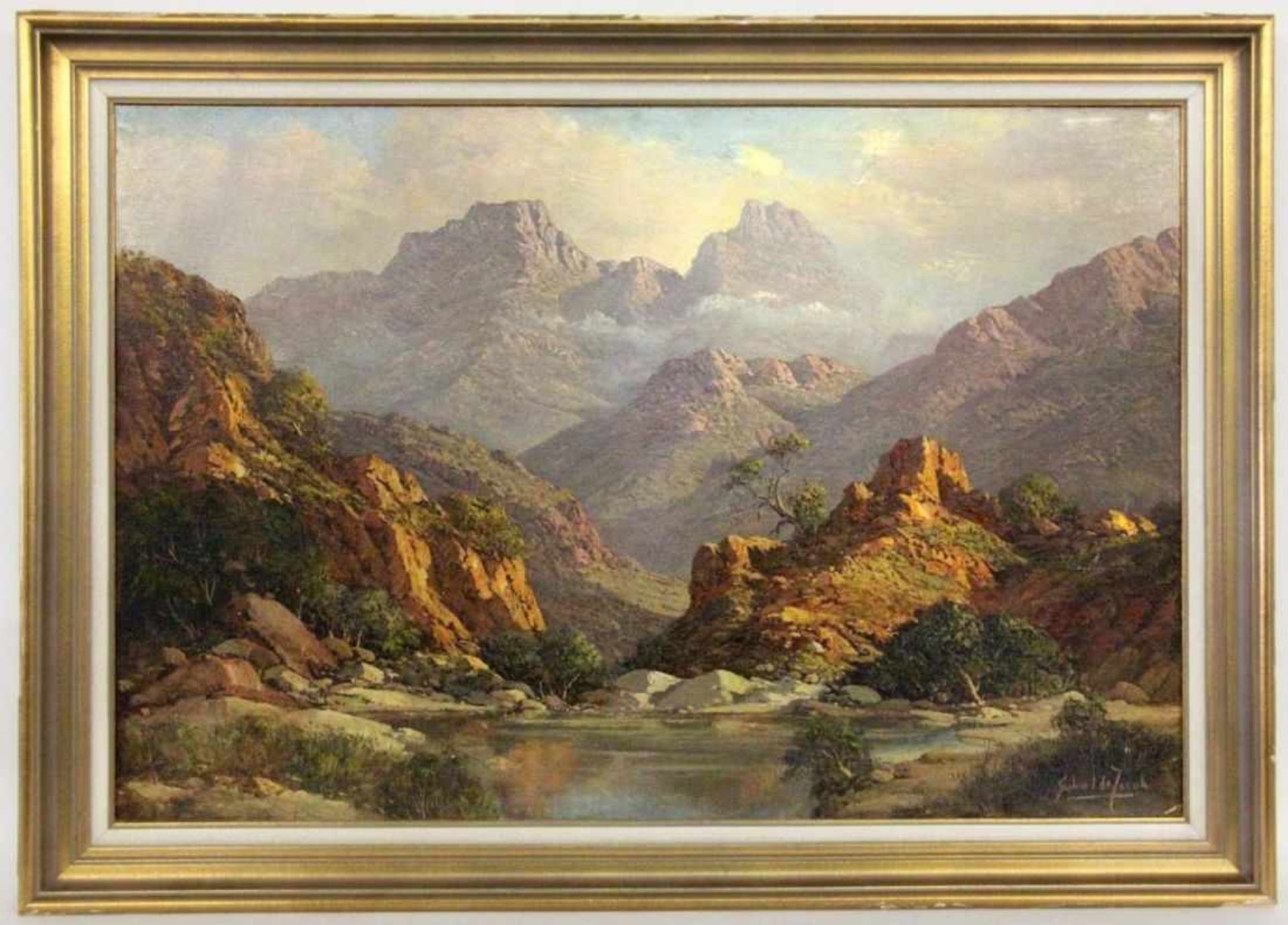 JONGH, GABRIEL DE Südafrika 1913 - 2004 "River Valley Mountains near de Doorns Cap, South Africa".