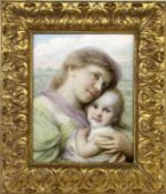 MAX, GABRIEL VON Prag 1840 - 1915 München Liebevolle Mutter mit Kleinkind im Arm. Öl/Lwd., signiert.