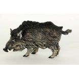 WILDSCHWEIN Bemalte Wiener Bronze. Mit Keilerzähnen. H.11,5cm, L.21cm A WILD BOAR Painted Vienna