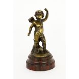 GODET, HENRI Französischer Bildhauer 1863 - 1937 Amor. Patinierte Kleinbronze auf Holzsockel (mit