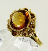 DAMENRING 585/000 Gelbgold mit Citrin. Gr. 53, Brutto ca. 5,8g A LADIES' RING 585/000 yellow gold