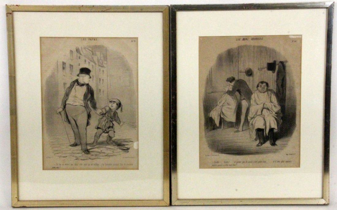 DAUMIER, HONORÉ Zwei Lithographien aus "Chari Vari". Je 22,5x30cm DAUMIER, HONORE Two lithographs