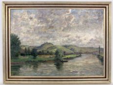 DRÜCK, HERMANN Vaihingen 1856 - 1931 Neckartailfingen Blick vom Neckar bei Untertürkheim auf den