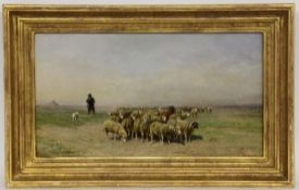 RANZONI, GUSTAV Unter-Alb 1826 - 1900 Wien Schäfer mit Herde in ungarischer Landschaft. Öl/Lwd.,