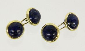 PAAR MANSCHETTENKNÖPFE 585/000 Gelbgold mit Lapislazuli. Brutto ca. 10,9g A PAIR OF CUFFLINKS 585/