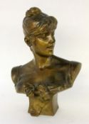 GEORGES VAN DER STRAETEN Gent 1856 - 1928 Paris Büste einer jungen Frau. Patinierte Bronze. Signiert