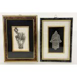 ZWEI SILBERHÄNDE, gerahmt. TWO SILVER HANDS, framed.