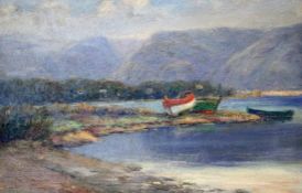 MARCELIN Französischer Maler, 20.Jh. Fischerboot am Strand. Öl/Karton, Verso bez. 20x32cm, Ra