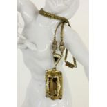 COLLIER Historismus. Vergoldet mit Topas und Markasiten. L.25cm A NECKLACE Historicism. Gilt with