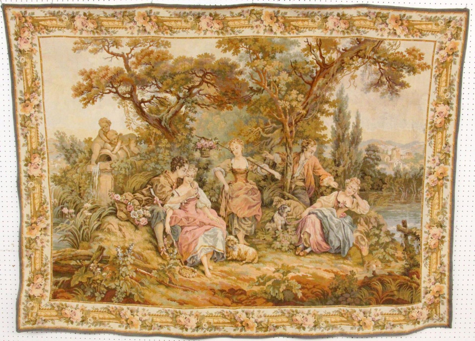 TAPISSERIE MIT SCHÄFERSZENE 160x220cm A TAPESTRY WITH SHEPHERD SCENE 160 x 220 cm