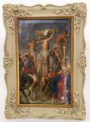 HISTORIENMALER 18.Jh Der Lanzenstoß des Longinus. Nach Peter Paul Rubens. Öl/Lwd., 43,5x27,5cm,