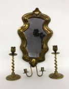 LOT KERZENHALTER Messing. Blaker (min. besch.) und paar Tischleuchter. H.55/25cm LOT OF CANDLESTICKS