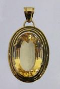 ANHÄNGER585/000 Gelbgold mit großem Citrin von ca. 20x30mm. L.5cm, Brutto ca. 19,4gA PENDANT 585/000