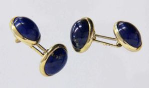 PAAR MANSCHETTENKNÖPFE585/000 Gelbgold mit Lapislazuli. Brutto ca, 8,4gA PAIR OF CUFFLINKS 585/000