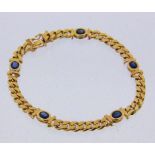 ARMBAND585/000 Gelbgold mit 5 feinen Saphiren. L.18,5cm, Brutto ca. 16,5gA BRACELET 585/000 yellow