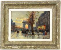 MOREAU, A.Pariser Maler, 1. Hälfte 20.Jh. Belebter Pariser Boulevard im Abendlicht. Öl/Holz,