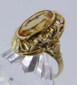 DAMENRING585/000 Gelbgold mit Citrin. Gr. 58, Brutto ca. 6gA LADIES' RING 585/000 yellow gold with