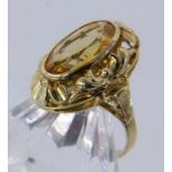 DAMENRING585/000 Gelbgold mit Citrin. Gr. 58, Brutto ca. 6gA LADIES' RING 585/000 yellow gold with