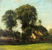 BAKHUIJZEN, JULIUS JACOBUS VAN DE SANDEDen Haag 1835 - 1925 Sommerlandschaft mit Bauernhäusern. Öl/