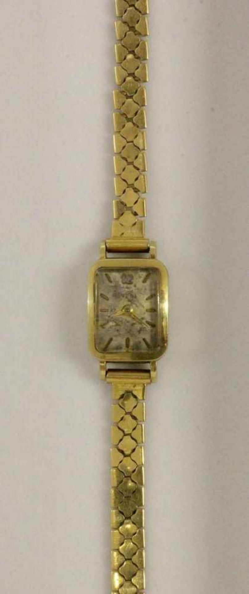 GIRARD PERREGAUX DAMENARMBANDUHR585/000 Gelbgold. Werk signiert, Aufzugskrone fehlt, Ziffernblatt