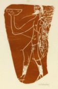 GRIESHABER, HAPRot a.d. Rot 1908 - 1981 Achalm Griechischer Krieger mit Trinkschale. Holzschnitt