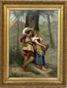 SALAS, RAFAEL (attr.)Spanischer Maler 1830 - 1906 Liebespaar unter einem Baum. Öl/Lwd., signiert und