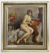 MOTYCKA, FRANZISEKTschechischer Maler 1873 - 1959 Sitzender weiblicher Akt. Öl/Lwd. auf Karton,