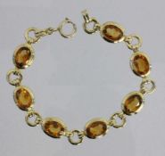 ARMBANDSilber vergoldet mit Citrinen. L.19cm, Brutto ca. 14,5gA BRACELET Gilt silver with