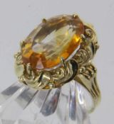 DAMENRING585/000 Gelbgold mit Citrin. Gr. 57, Brutto ca. 7gA LADIES' RING 585/000 yellow gold with