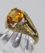 DAMENRING585/000 Gelbgold mit Madeiracitrin. Gr. 57, Brutto ca. 6gA LADIES' RING 585/000 yellow gold