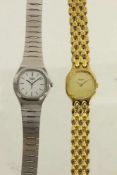 ZWEI DAMENARMBNADUHRENTissot, vergoldet und Seiko, StahlTWO LADIES WRISTWATCHES Tissot, gold-